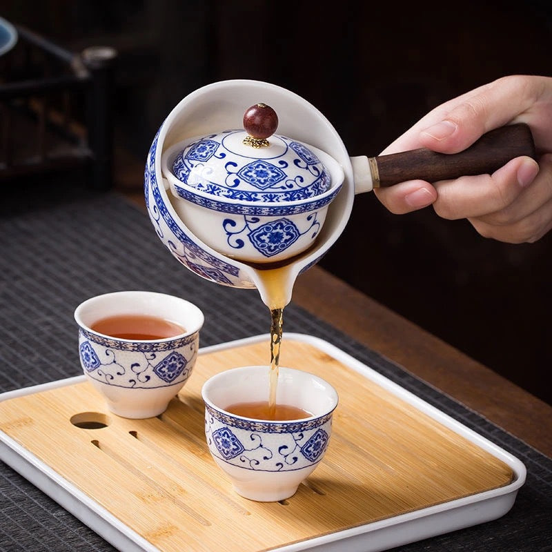 Ceramic Teapot With Wooden Handle Side-Handle Pot